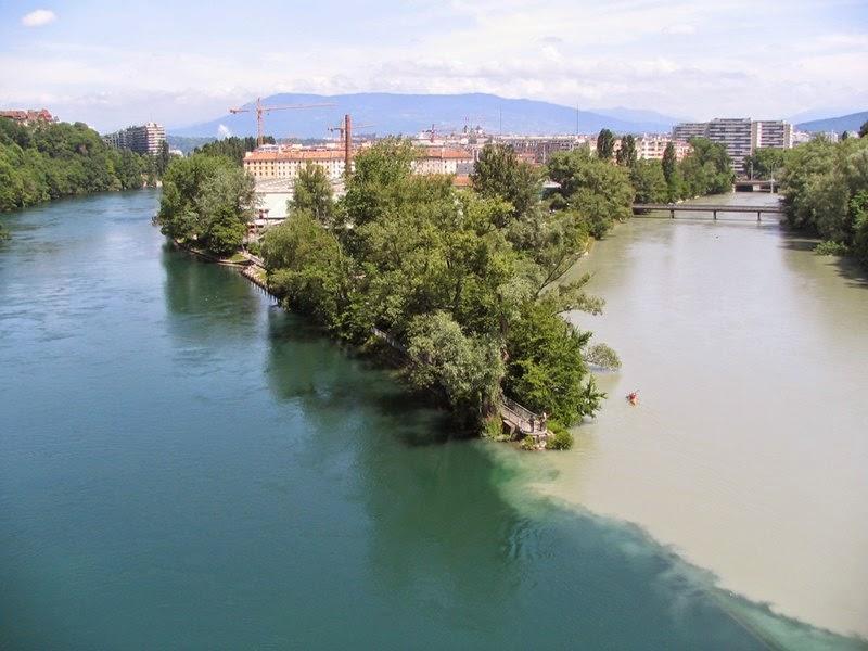 Confluence Of Rhone And Arve Rivers